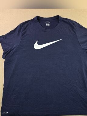 Nike Dri-Fit T Shirt Mens 4XL Blue Swoosh Athletic Casual Tee